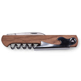 Waiter-Style Stainless Steel Corkscrew with Wooden Handle
