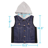 ZooVaa Weighted Kids Vest - Childrens Denim Compression Hoodie Vest w/ Removable Weights - Medium